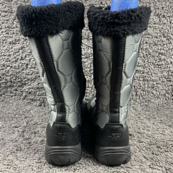 UGG Women's 10 Capstone Quilted Gray Fur Lined Tall Waterproof Winter Boot - Picture 2 of 7